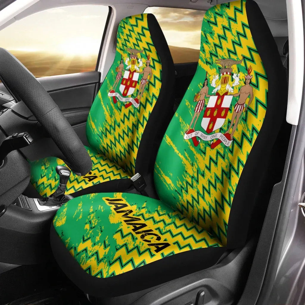 Vintage Jamaica Coat Of Arms Car Seat Covers Set Of 2