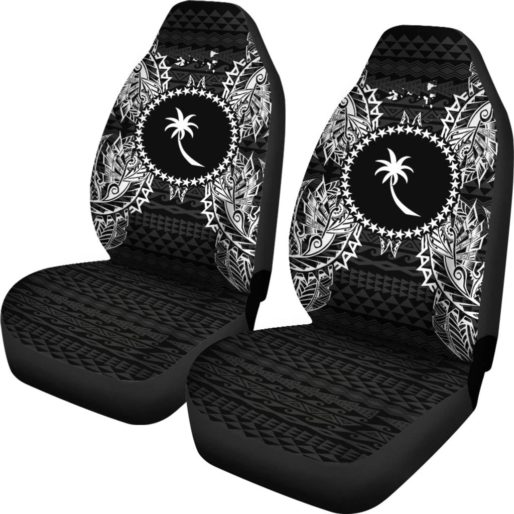 Chuuk Polynesia Car Seat Cover Map Black