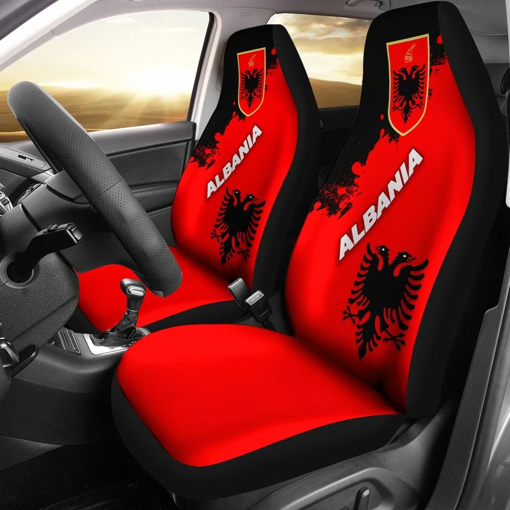 Albania Car Seat Covers Red Braved Version