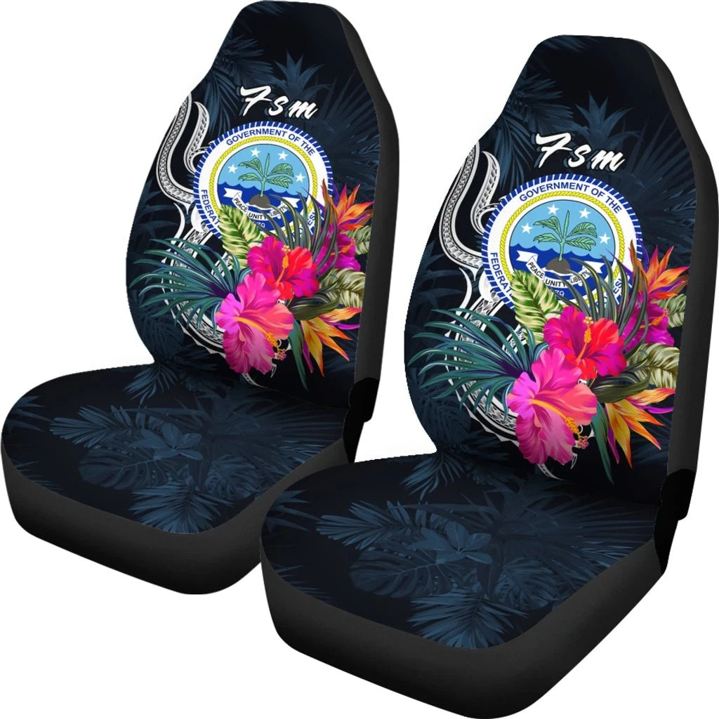 Federated States Of Micronesia Car Seat Covers Tropical Flower