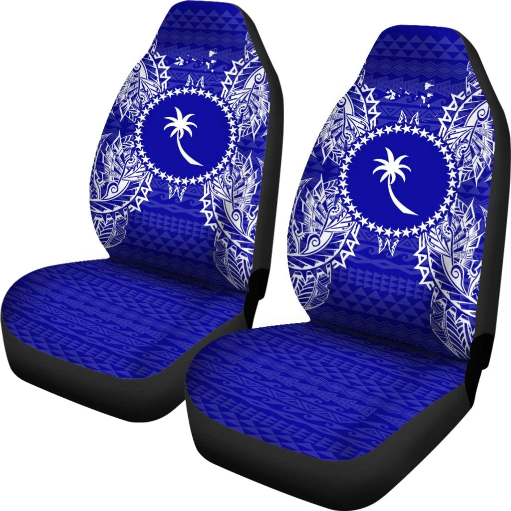 Chuuk Polynesia Car Seat Cover Map Blue