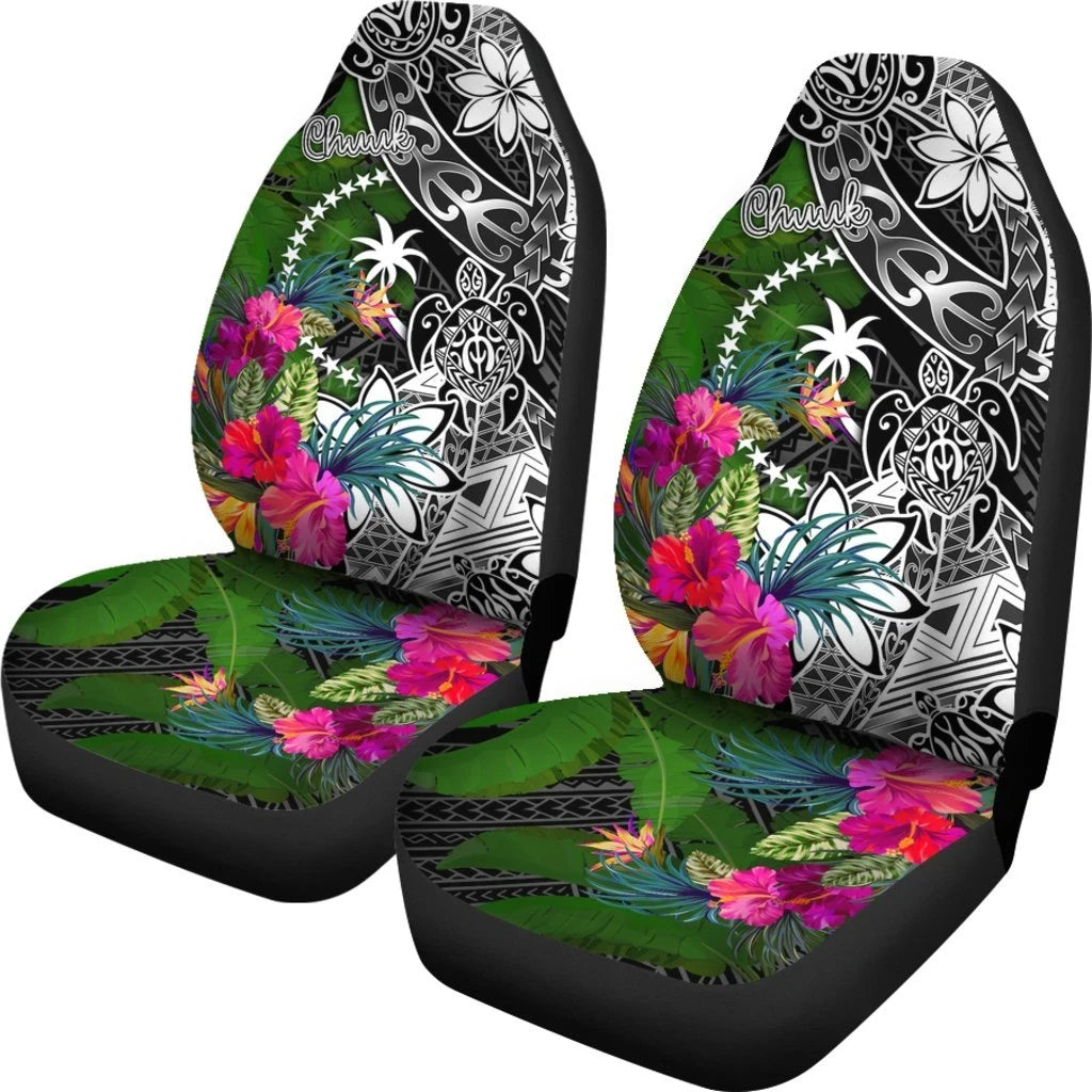 Chuuk Car Seat Covers Turtle Plumeria Banana Leaf