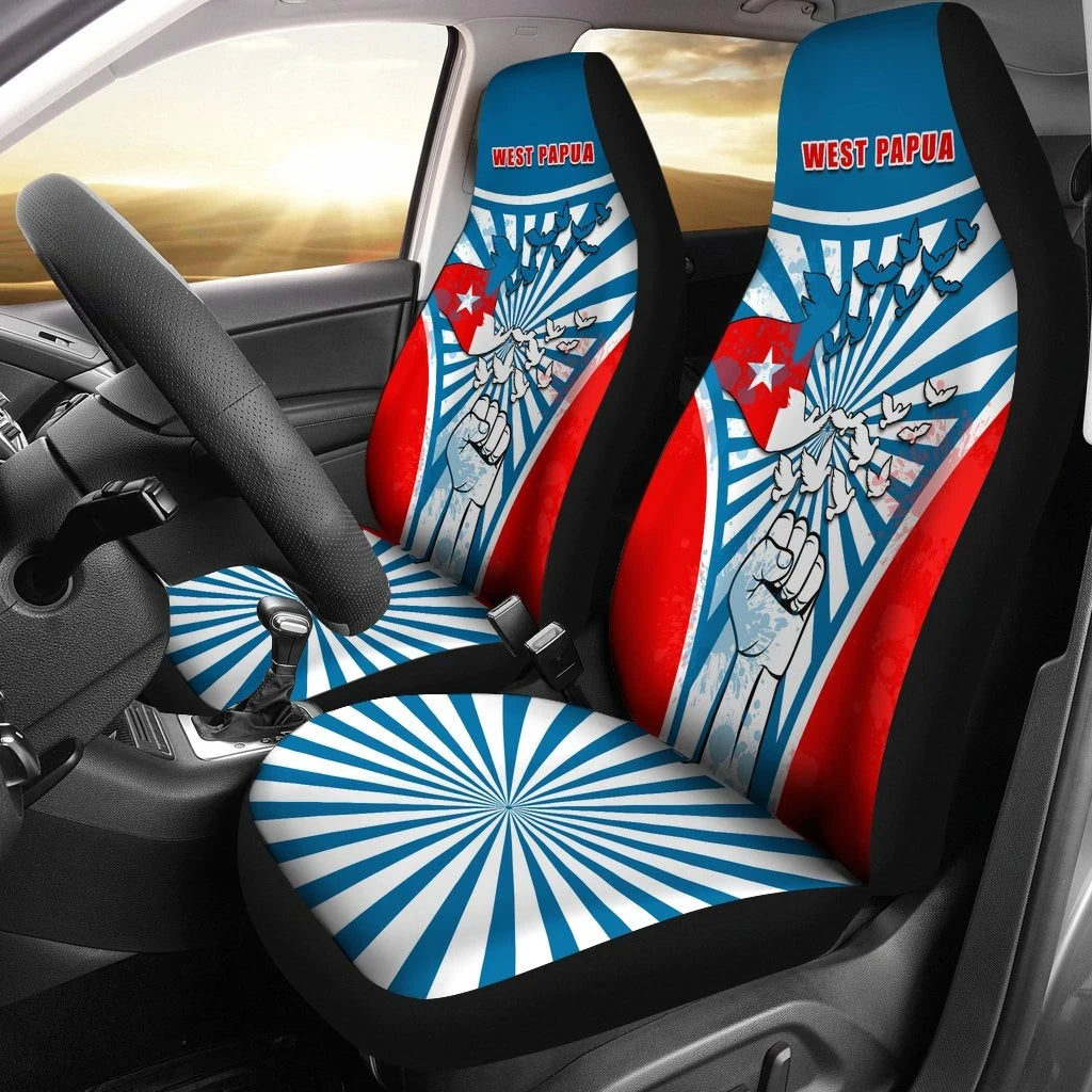 Freedom West Papua Car Seat Covers Circle Stripes Hand