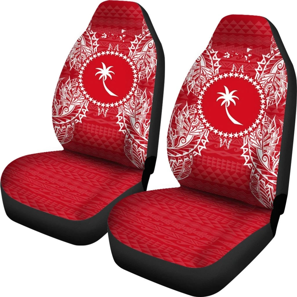 Chuuk Polynesia Car Seat Cover Map Red White