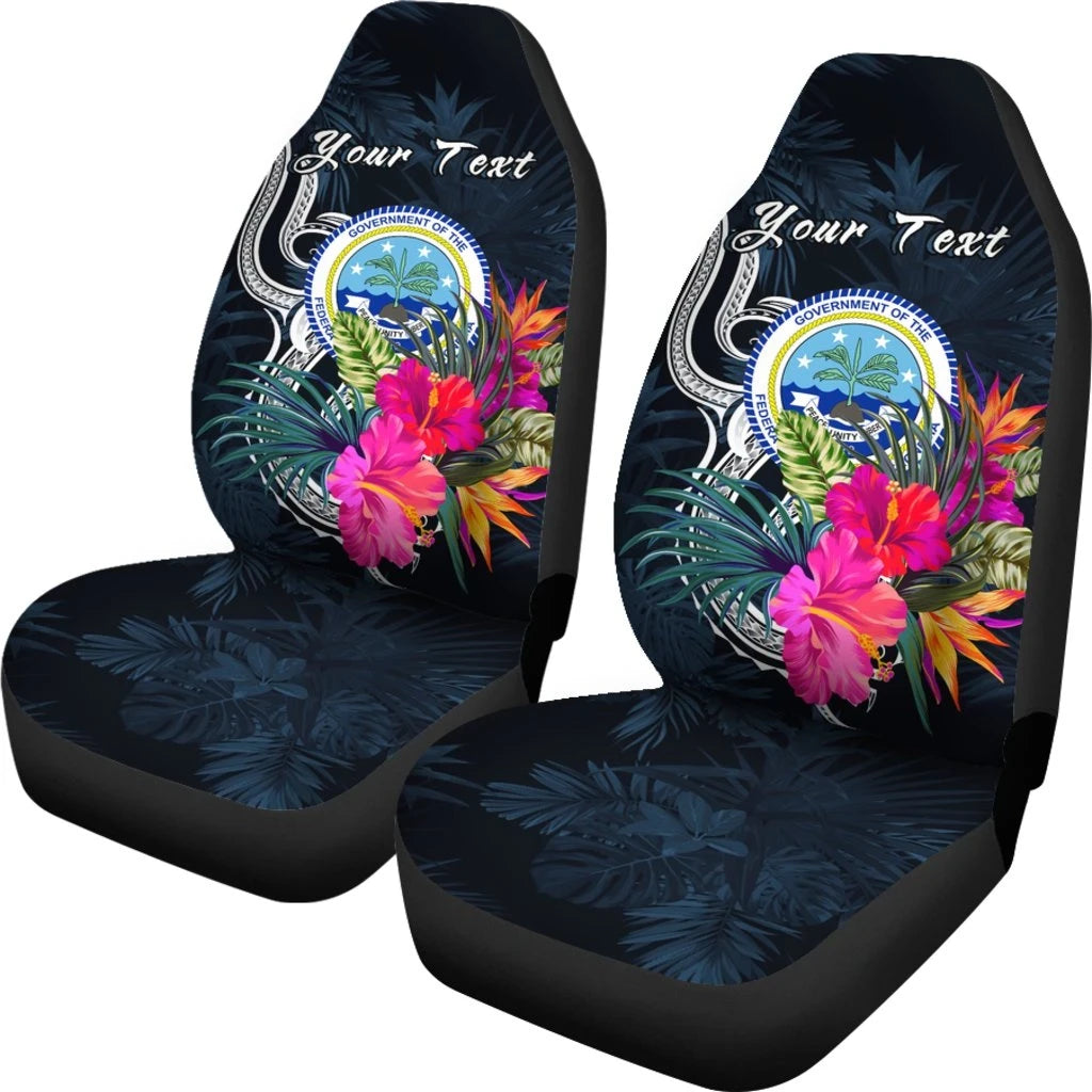 Federated States Of Micronesia Custom Personalised Car Seat Covers Tropical Flower