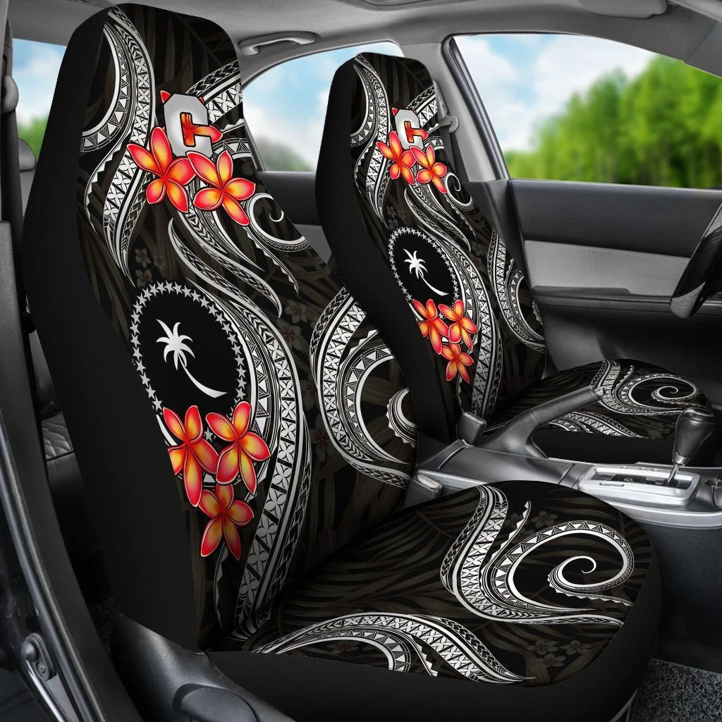 Chuuk Micronesian Car Seat Covers Black Plumeria