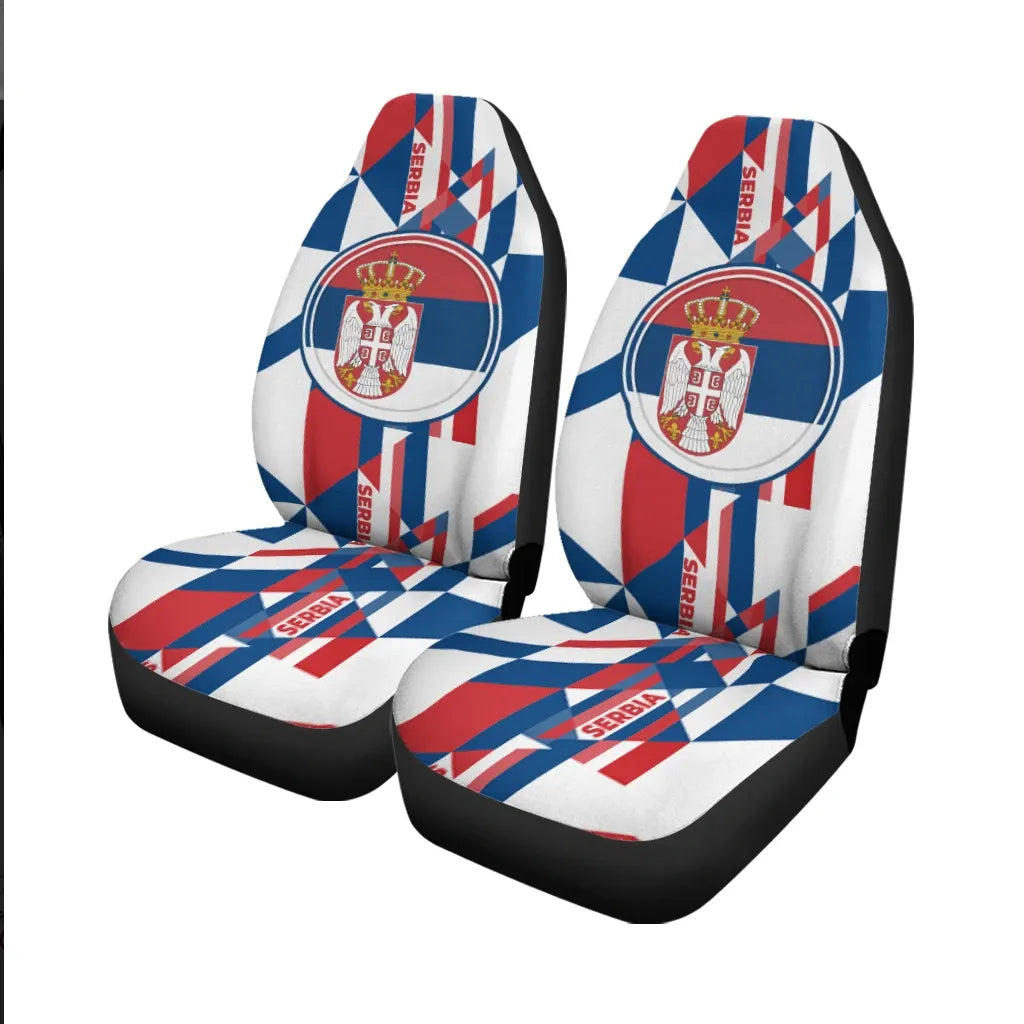 Car Seat Cover Serbia Flag Color With Coat Of Arm