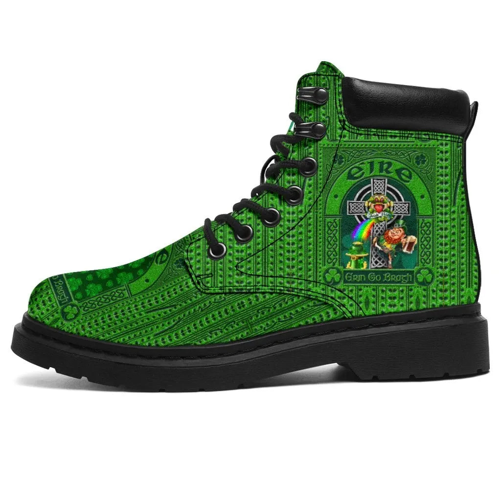 Ireland St. Patrick's Day All Season Boots Leprechaun with Celtic Claddagh Ring Cross