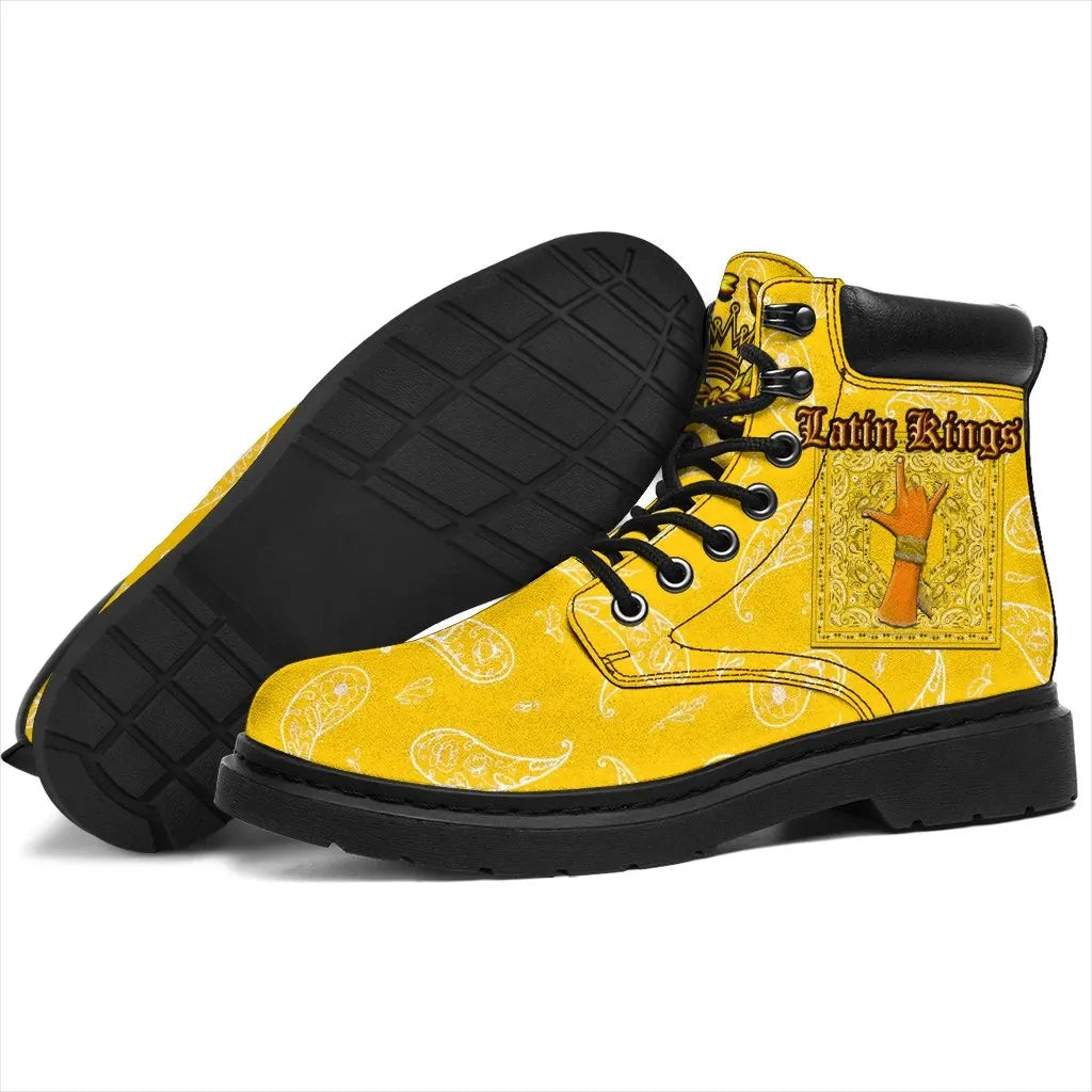 Latin Kings Gang All Season Boot Yellow Bandana Pattern