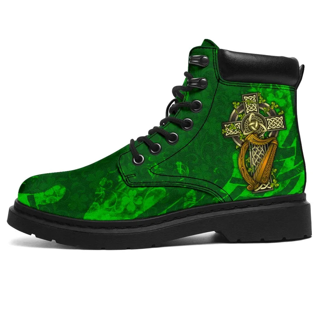 Ireland Celtic All Season Boots Ireland Coat Of Arms with Shamrock Patterns
