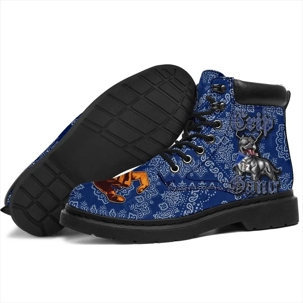 Crips Gang Bulldog All Season Boots Blue Paisley