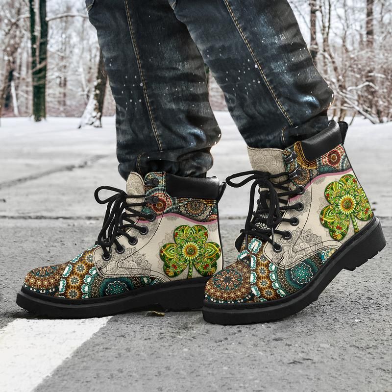 Celtic Vintage Ireland All Season Boots Celtic Blooming Flowers Mandala with Irish Shamrock