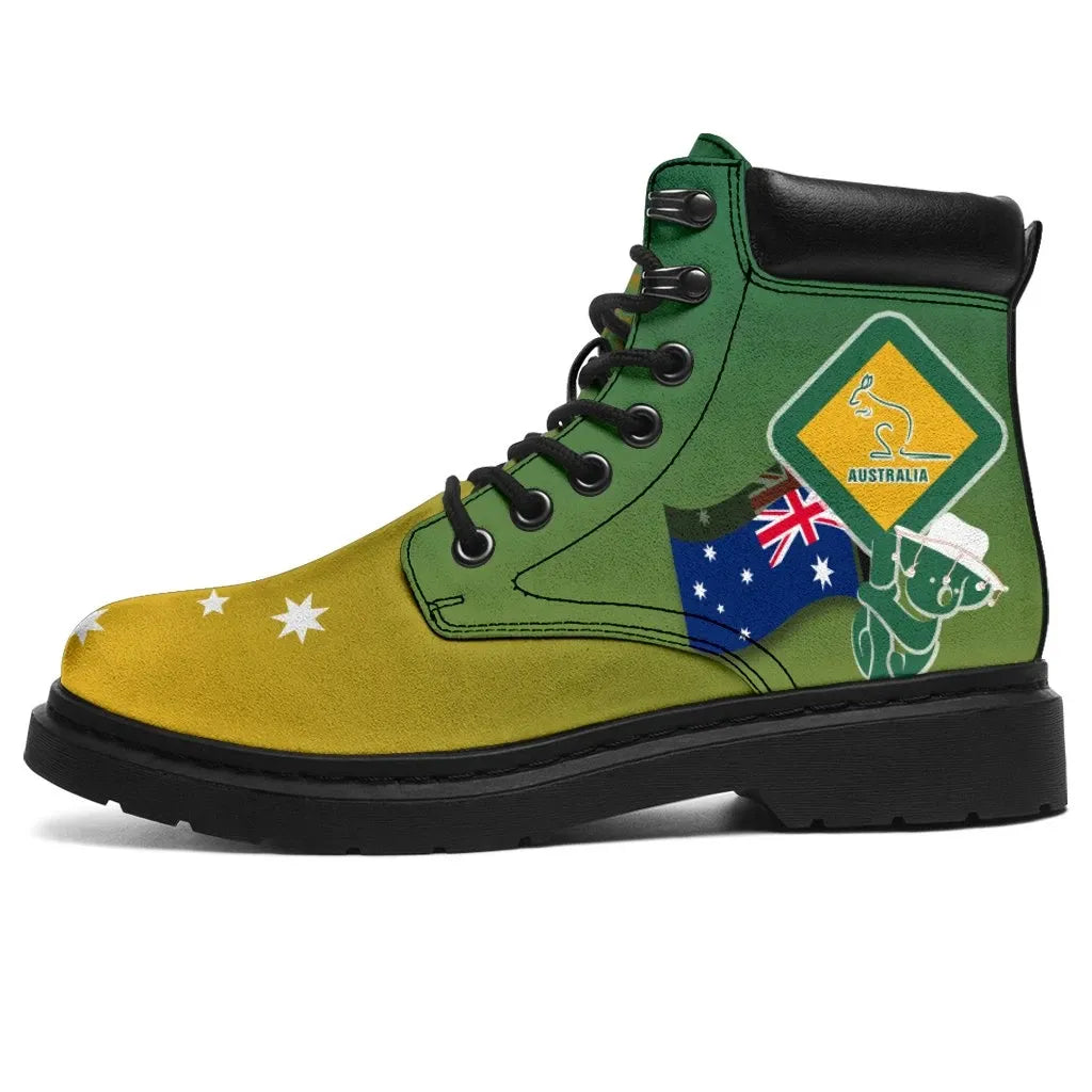 All season Boots Aus Flag and Coat Of Arms Boots Kangaroo and Koala Sign