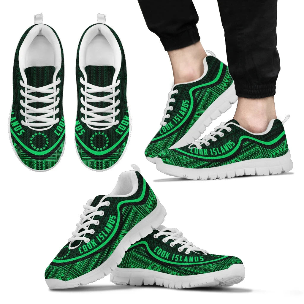 Cook Islands Wave Sneakers Polynesian Pattern Green Color