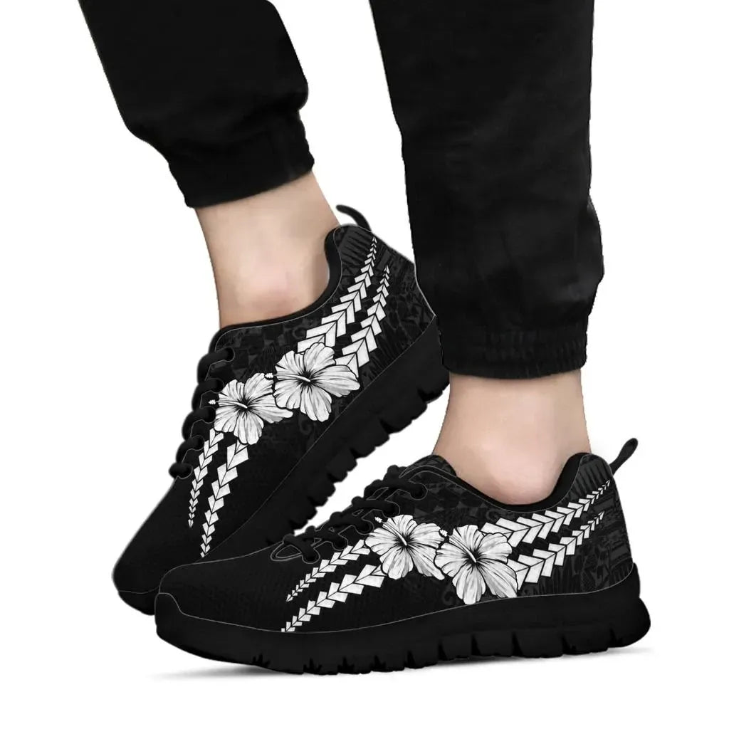 Custom Polynesian Sneakers Hibiscus Personal Signature White