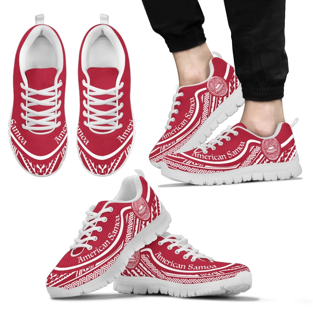 American Samoa Wave Sneakers White Red Color