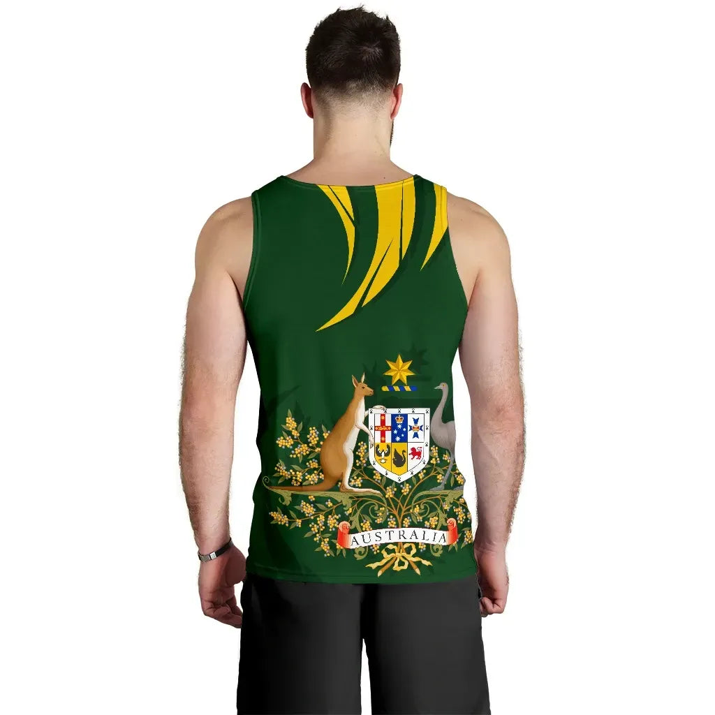 Australia Tank Top, Australia Coat Of Arms Men Green .