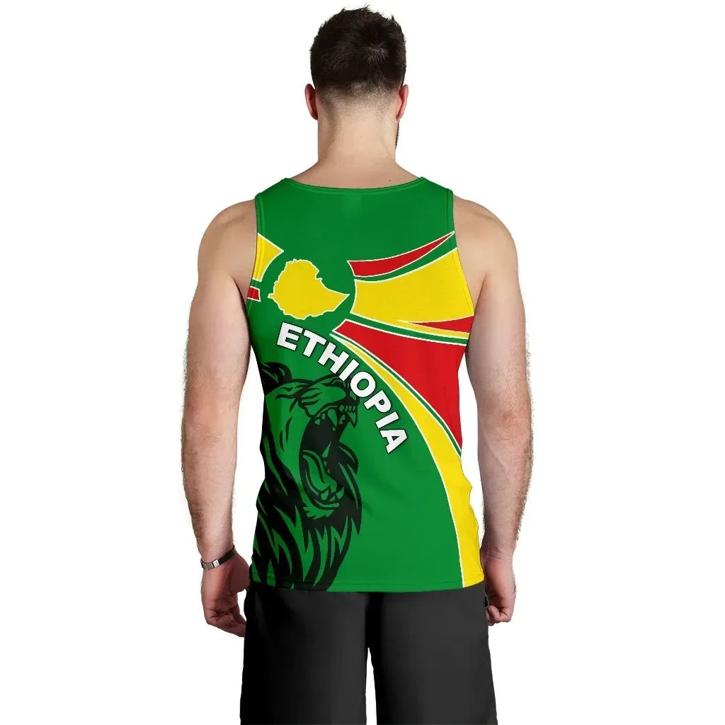 Ethiopia Tank Top, Ethiopia Round Coat Of Arms Lion Men
