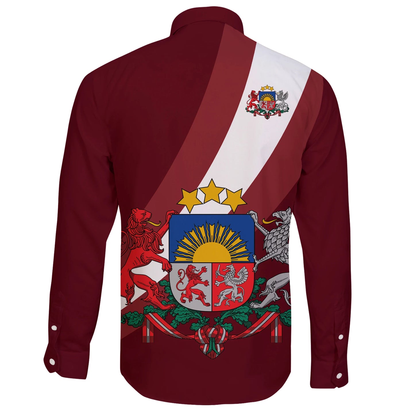 Latvia Special Flag Long Sleeve Button Shirt