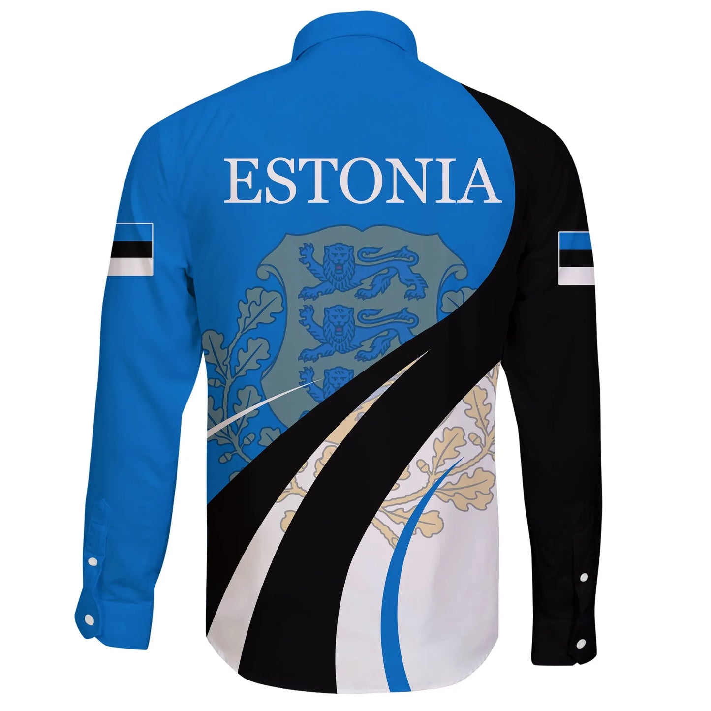 Estonia Long Sleeve Button Shirt Flag Coa Basic