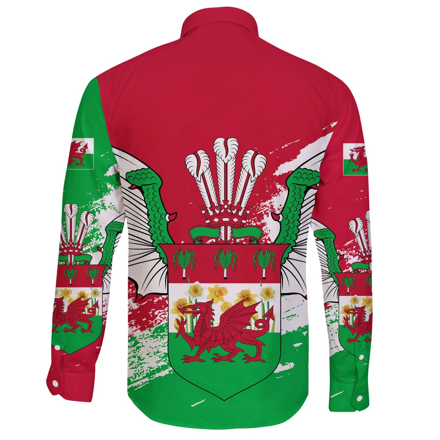 Wales Long Sleeve Button Shirt Dragon Shiled Special