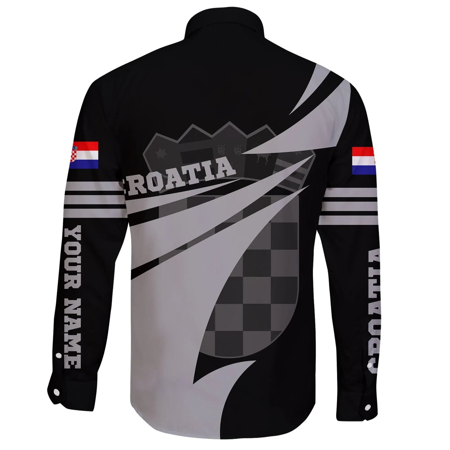 Croatia Long Sleeve Button Shirt Flag Jersey