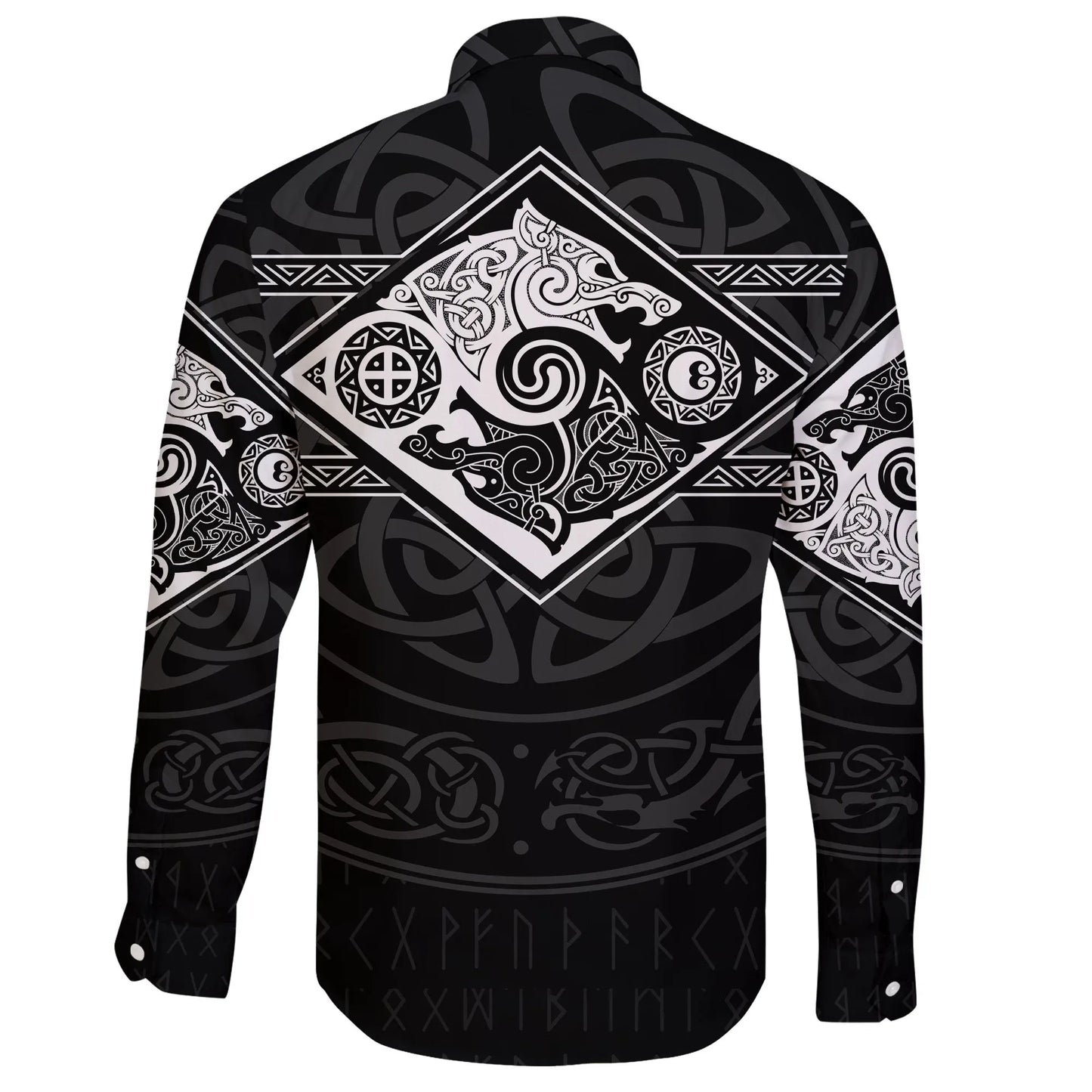 Vikings Long Sleeve Button Shirt The Wolves Skoll And Hati