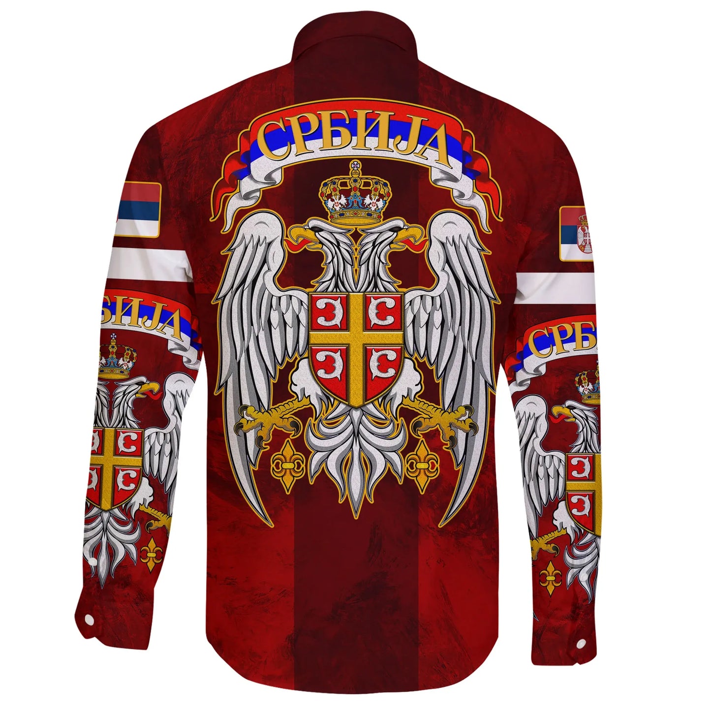 Serbia Long Sleeve Button Shirt Best Serbian Eagle Tattoo