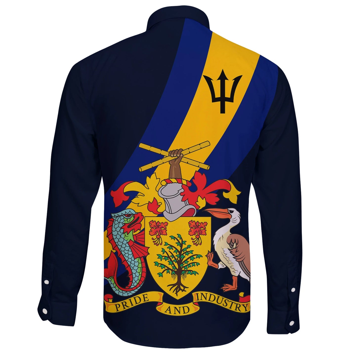 Barbados Special Flag Long Sleeve Button Shirt