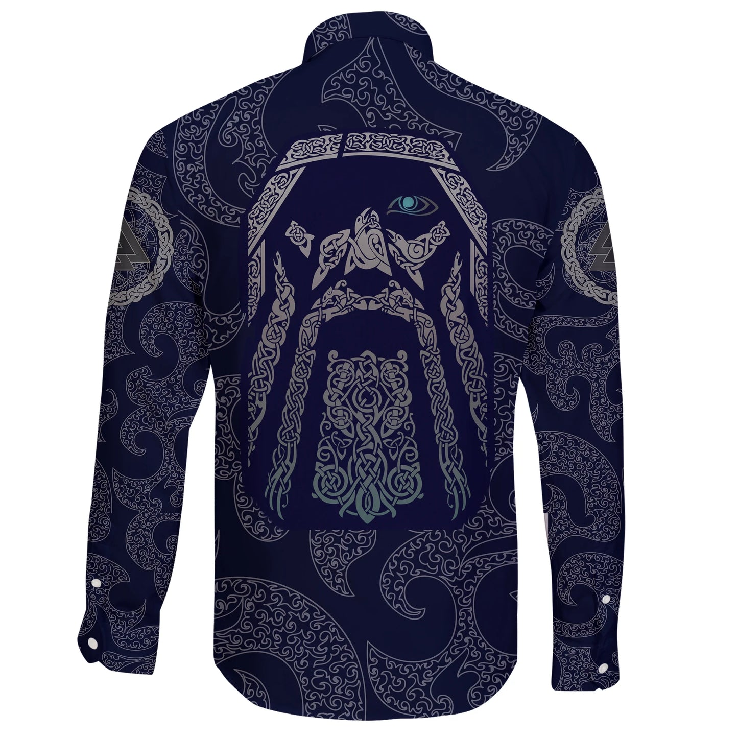 Viking Long Sleeve Button Shirt Odin God Tattoo