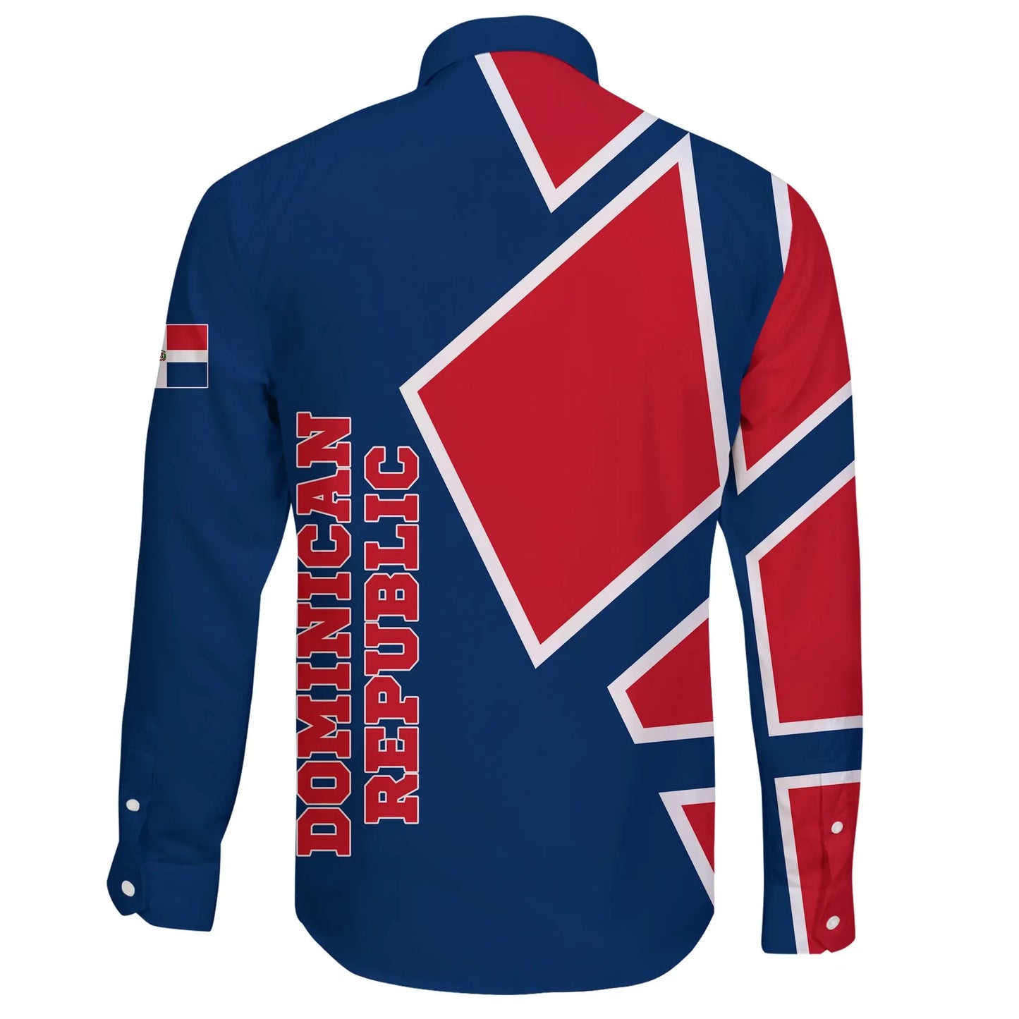 Dominican Republic Long Sleeve Button Shirt Strong Square