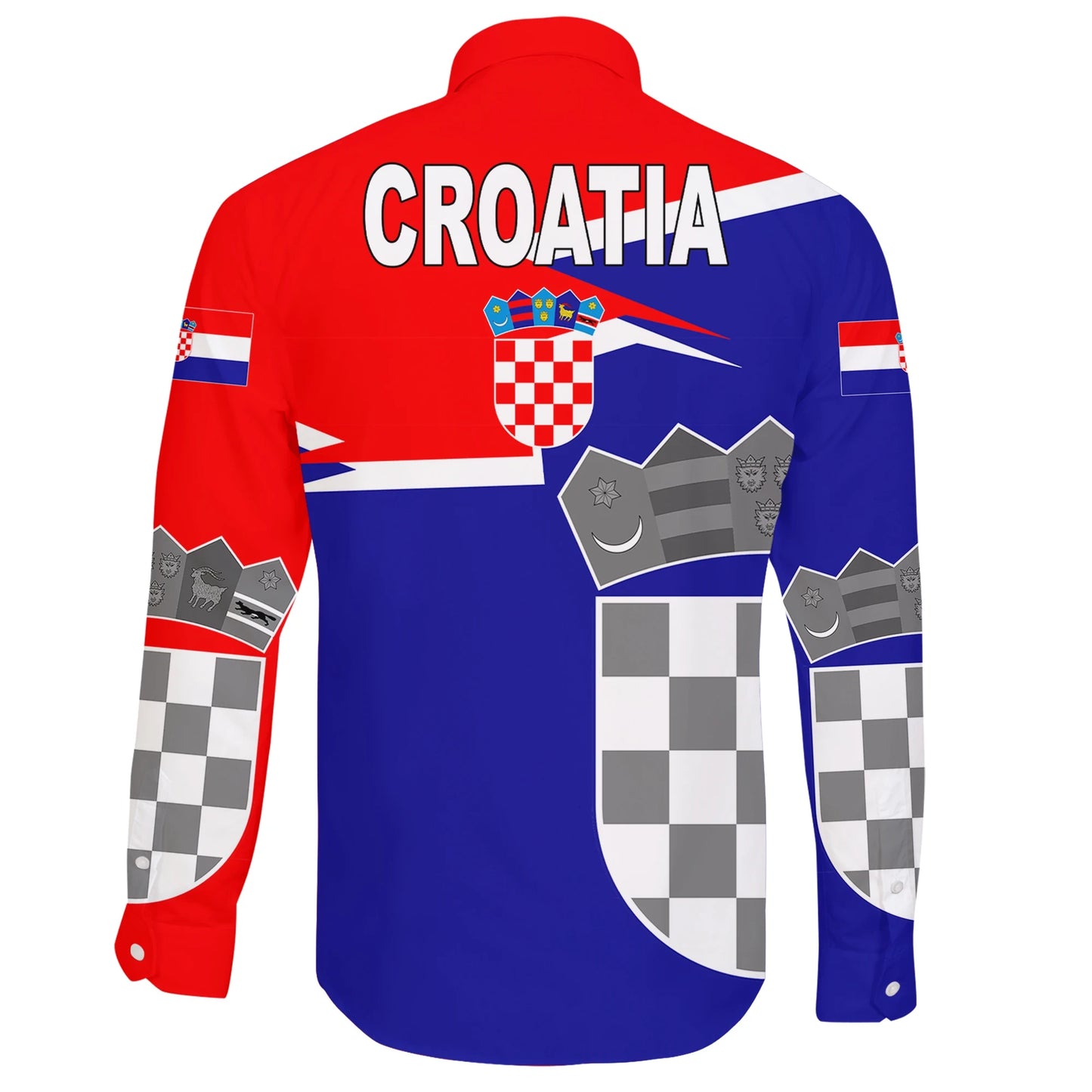 Croatia Long Sleeve Button Shirt Coat Of Arms New Style