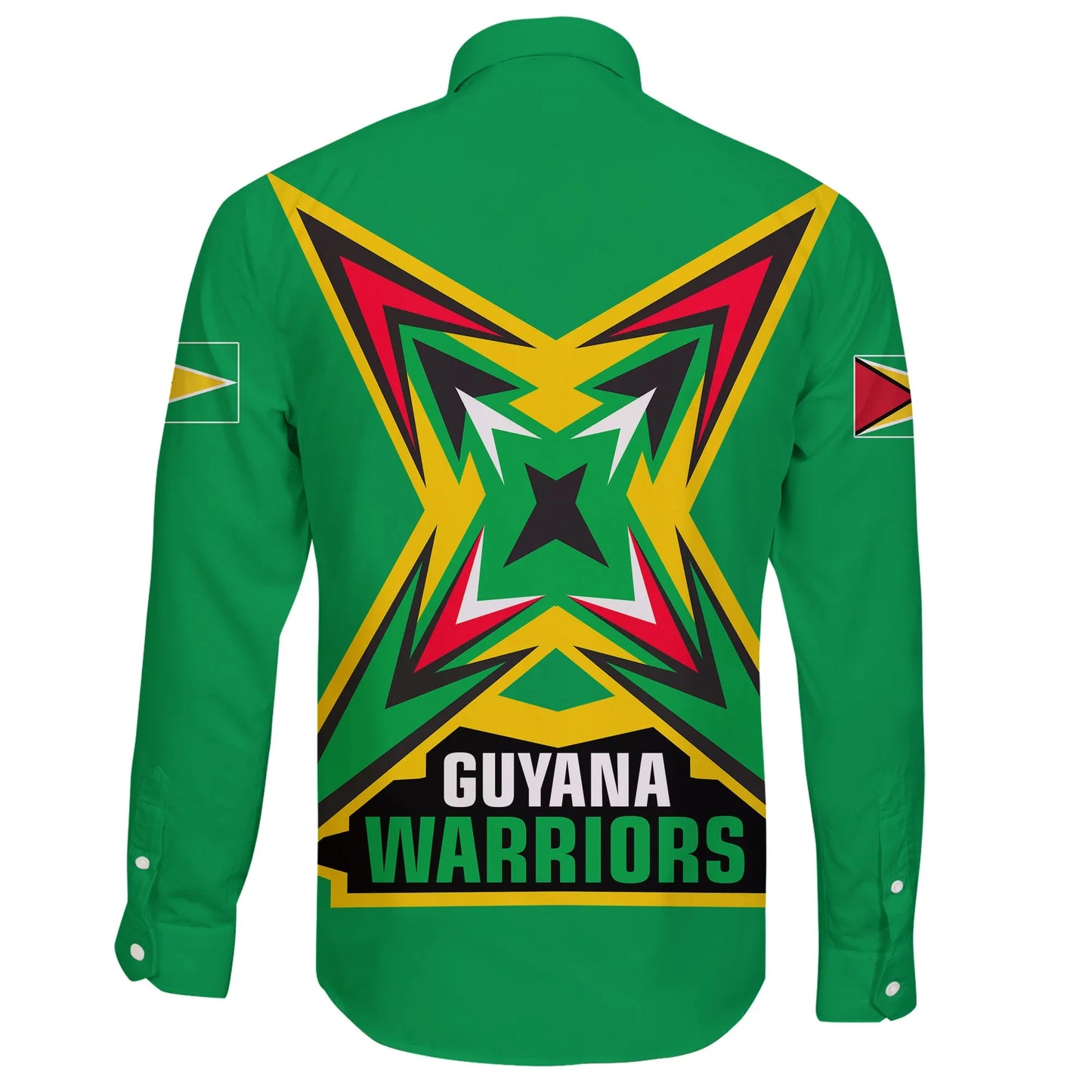 Guyana Long Sleeve Button Shirt Flag Warriors