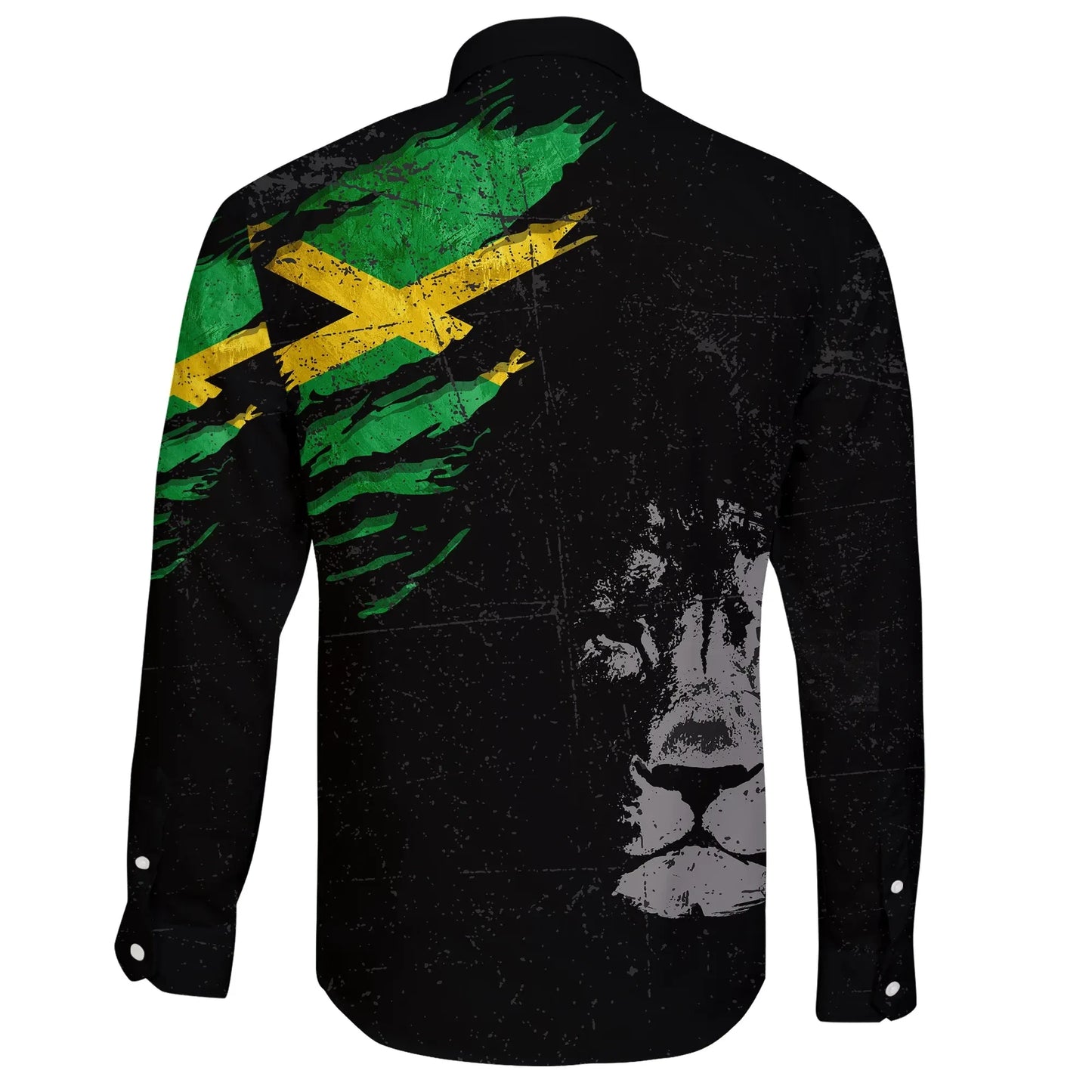Jamaica Lion Long Sleeve Button Shirt Special Grunge Style