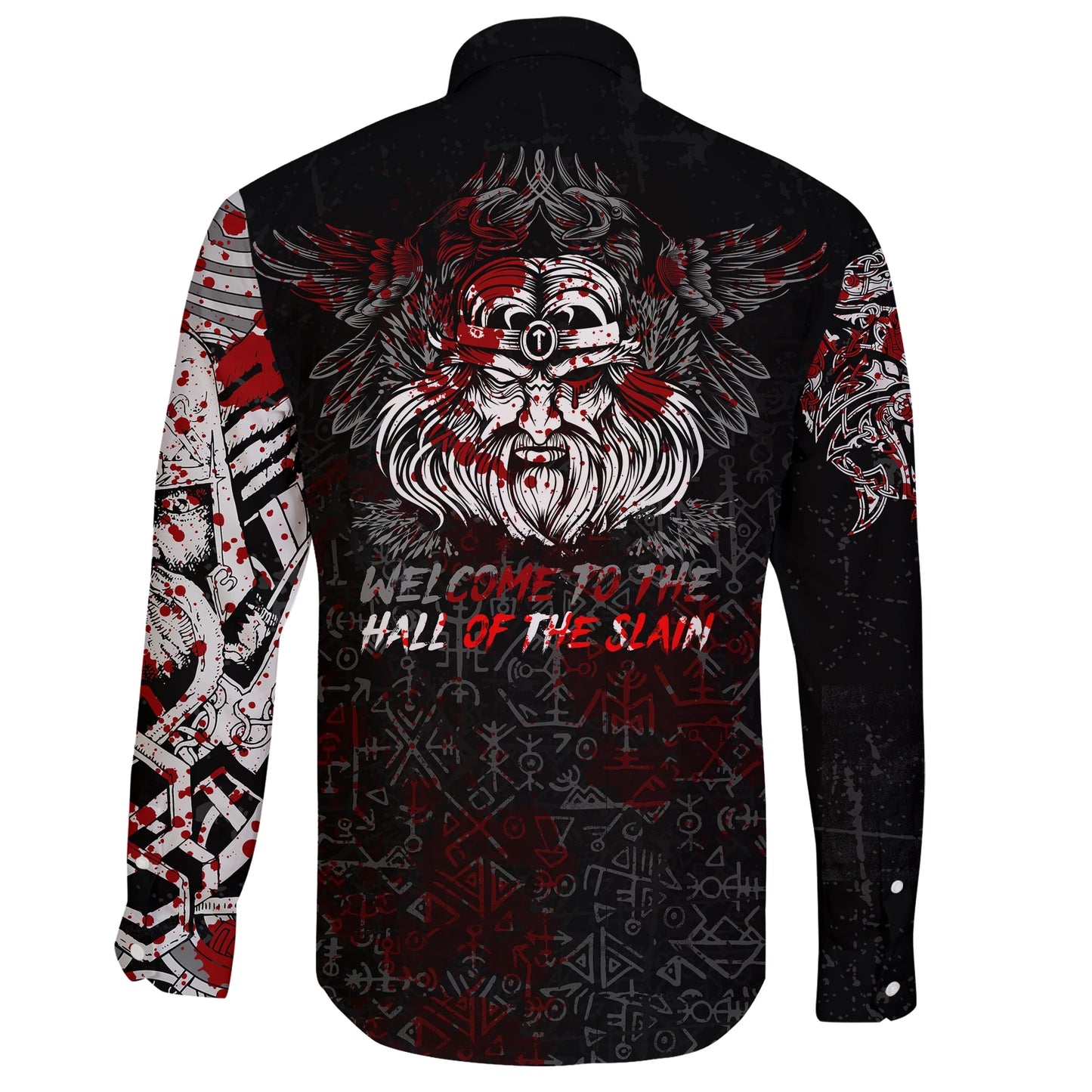 Odin Viking Long Sleeve Button Shirt Blood