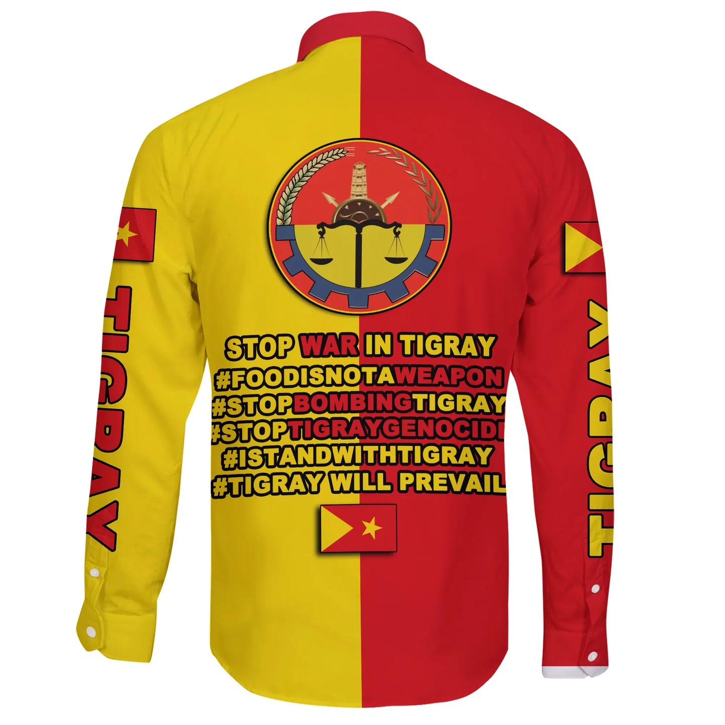 Tigray Hashtags Long Sleeve Button Shirt