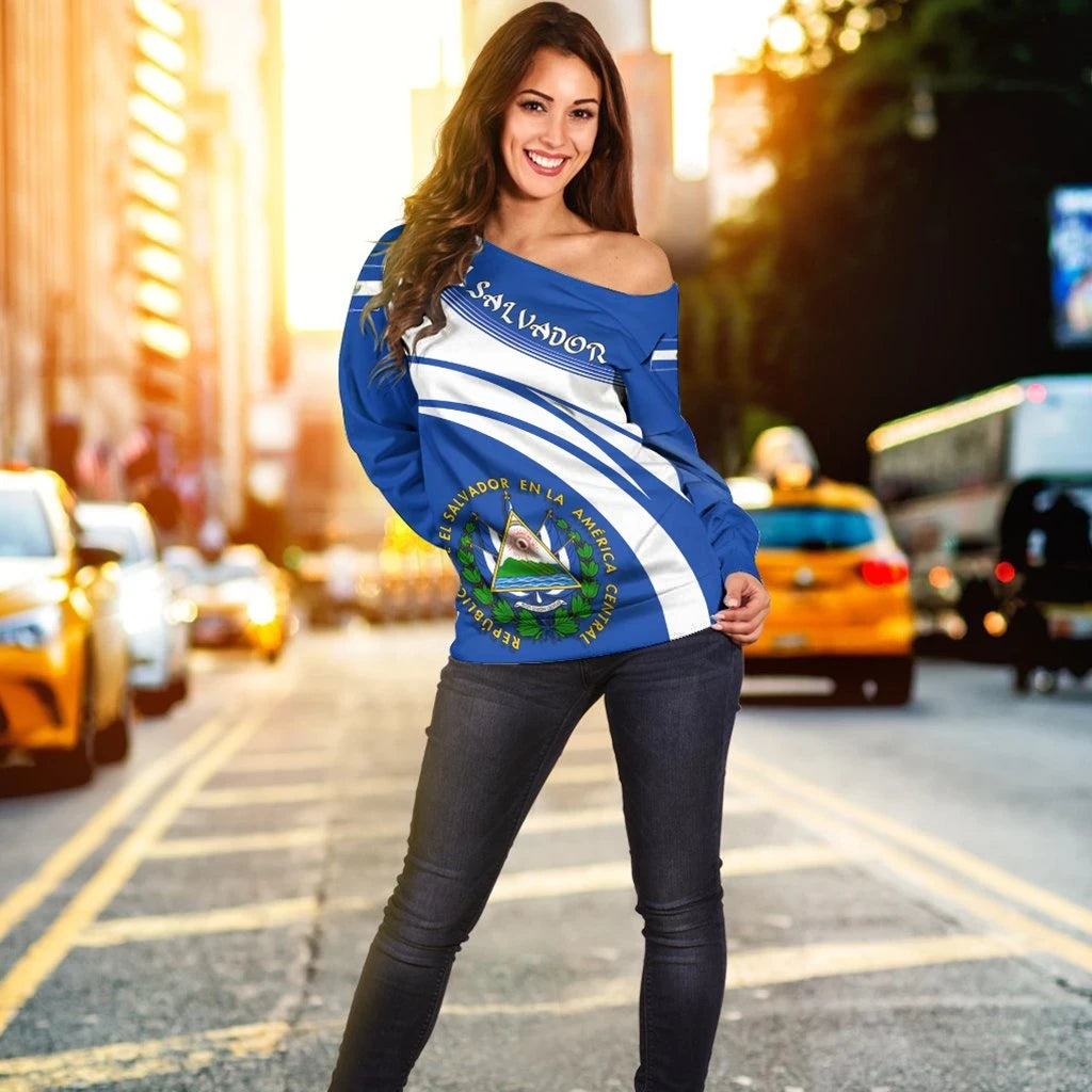 El Salvador Coat Of Arms Shoulder Sweater Cricket
