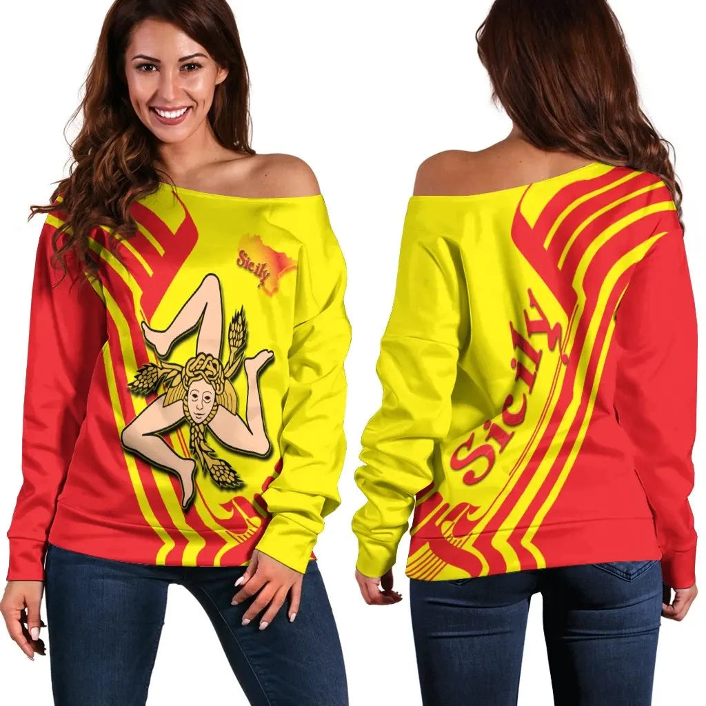Sicily Women's Off Shoulder Sweater Sicily Trinacria