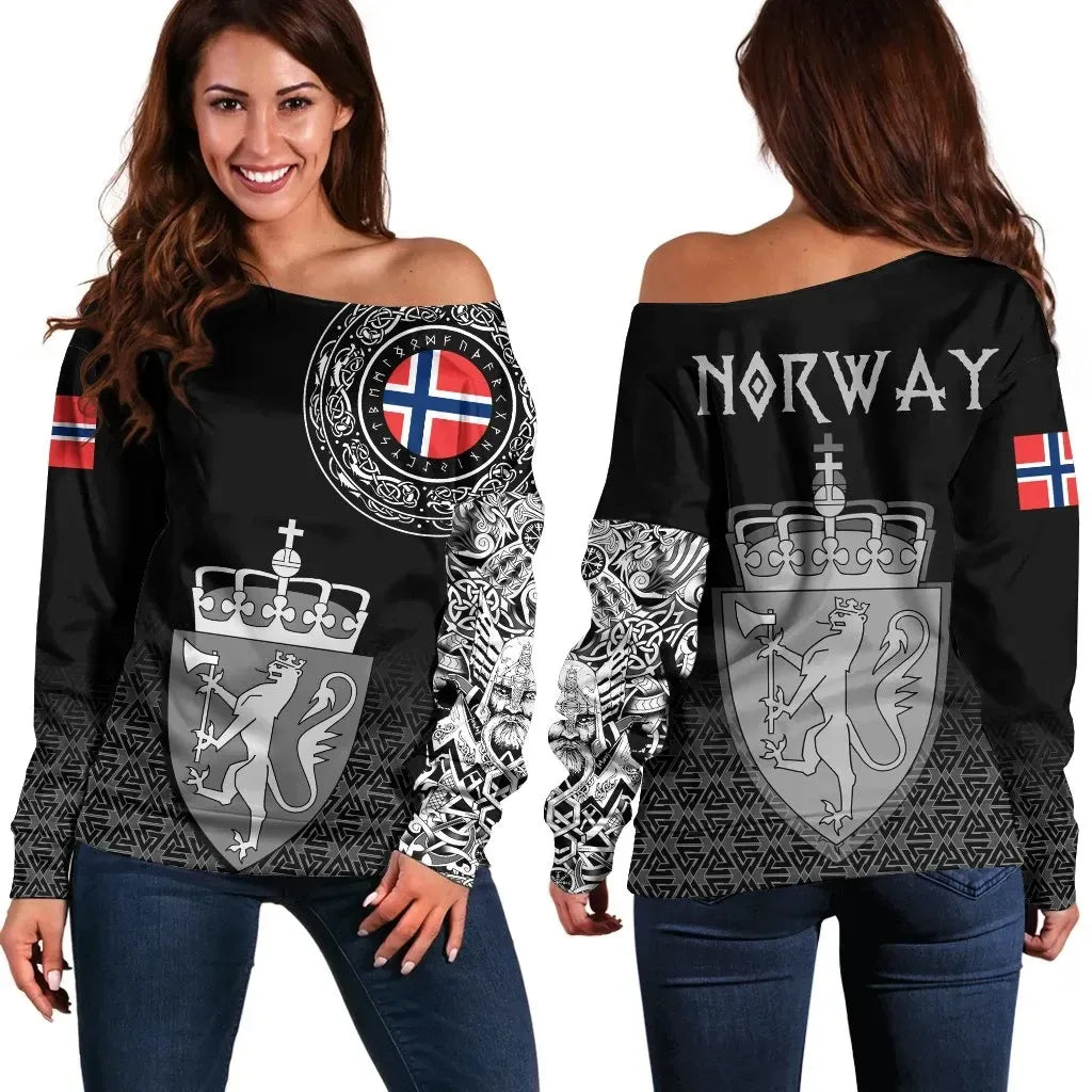 Off Shoulder Sweater Norway Coat Of Arms