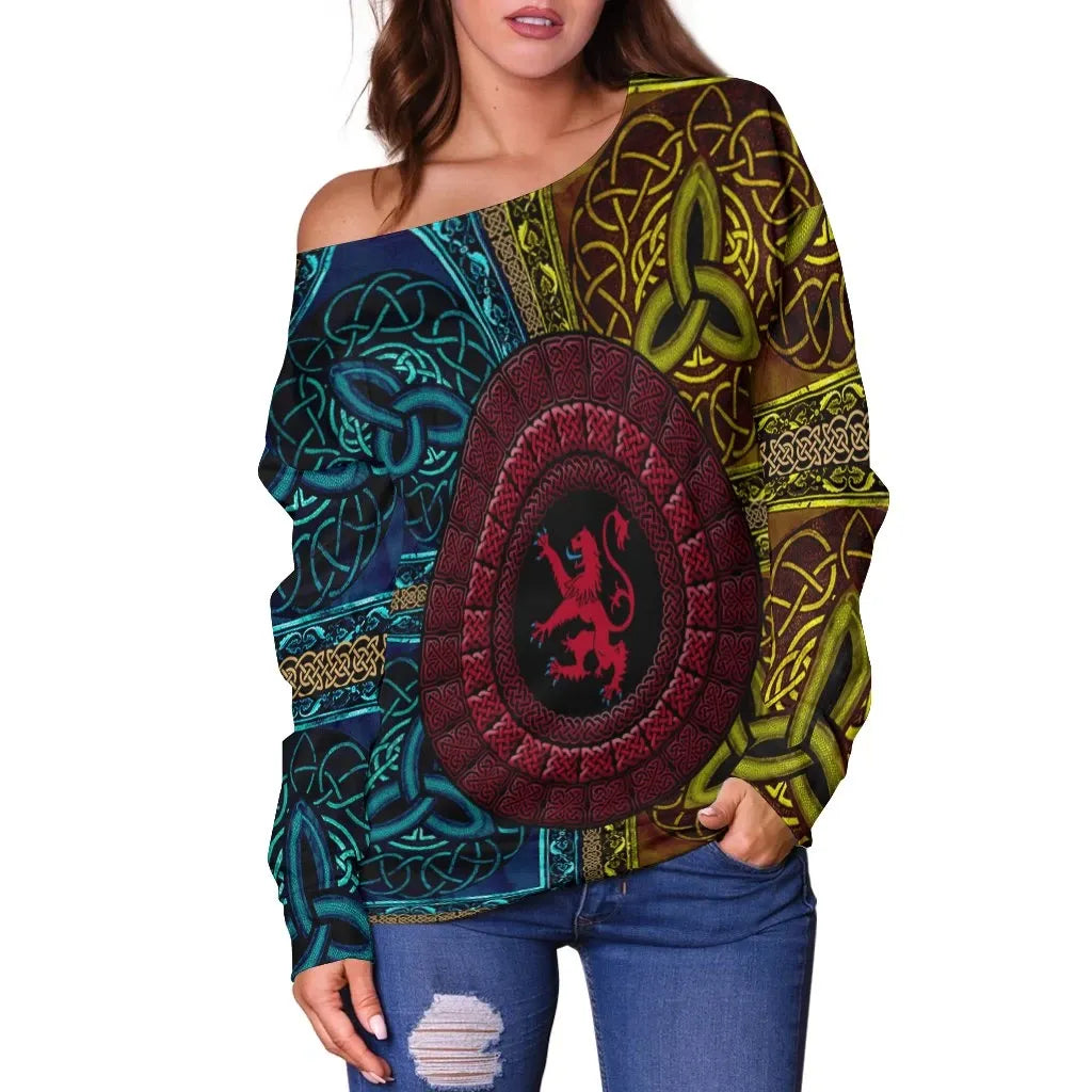 Celticone Women Off Shoulder Scotland Circle Celtic