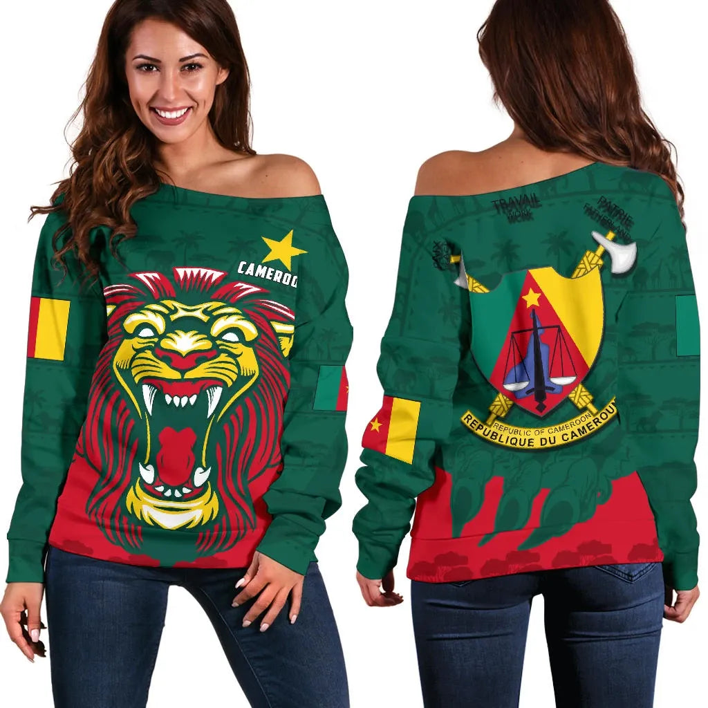 Cameroon Off Shoulder Sweater Lion