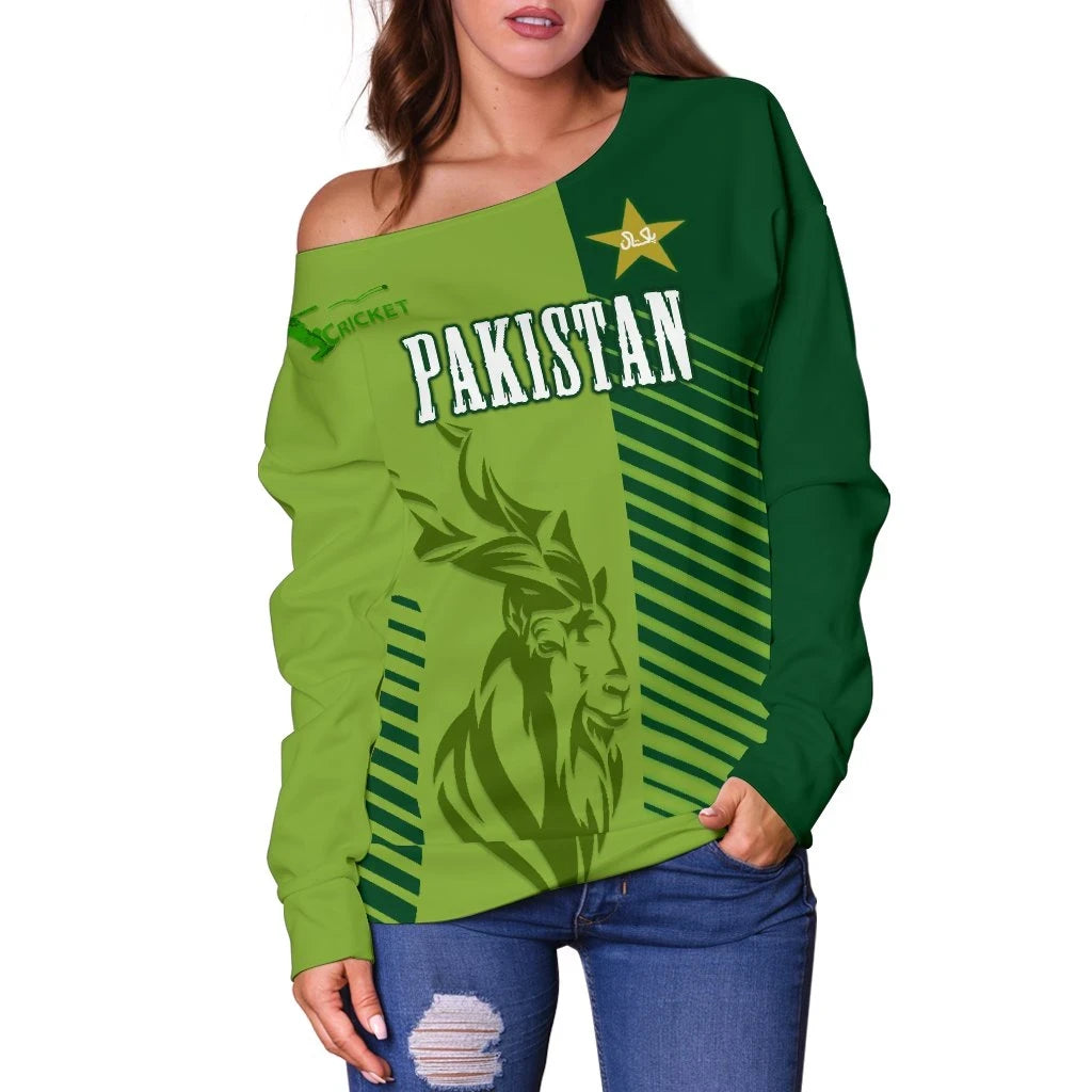 Pakistan Cricket Women's Off Shoulder Sweater Markhor