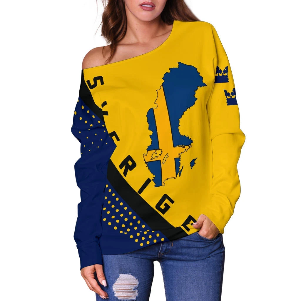 Sweden Map Generation Ii Off Shoulder Sweater