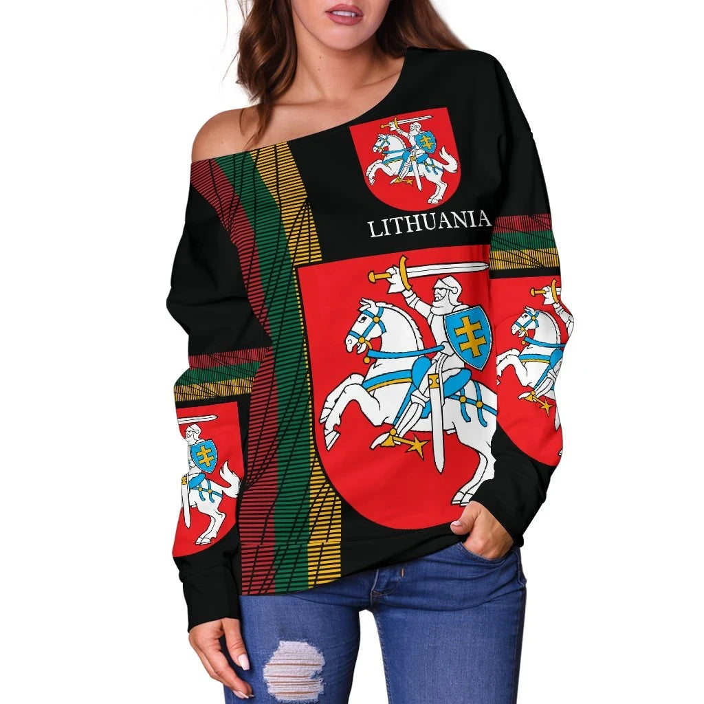 Lithuania,United Women's Off Shoulder Sweater