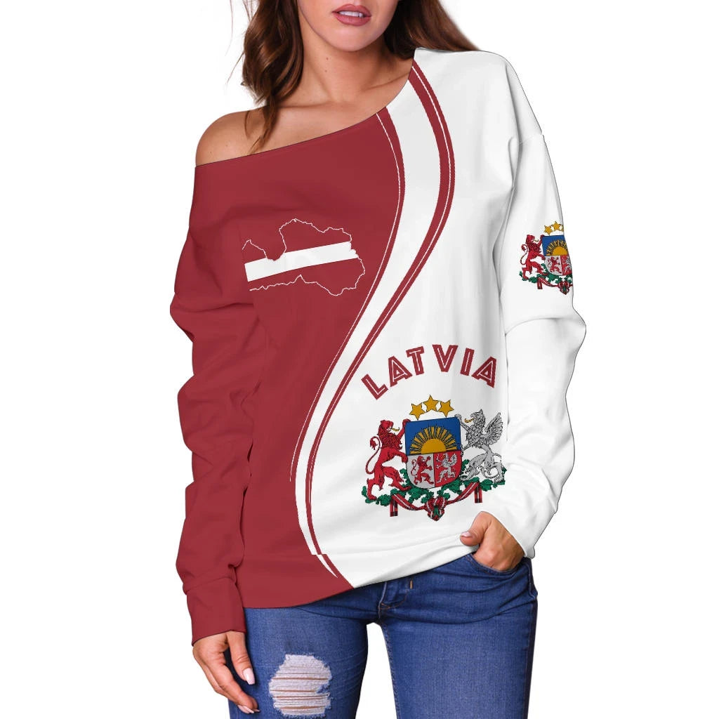 Latvia Women's Off Shoulder Sweater Generation