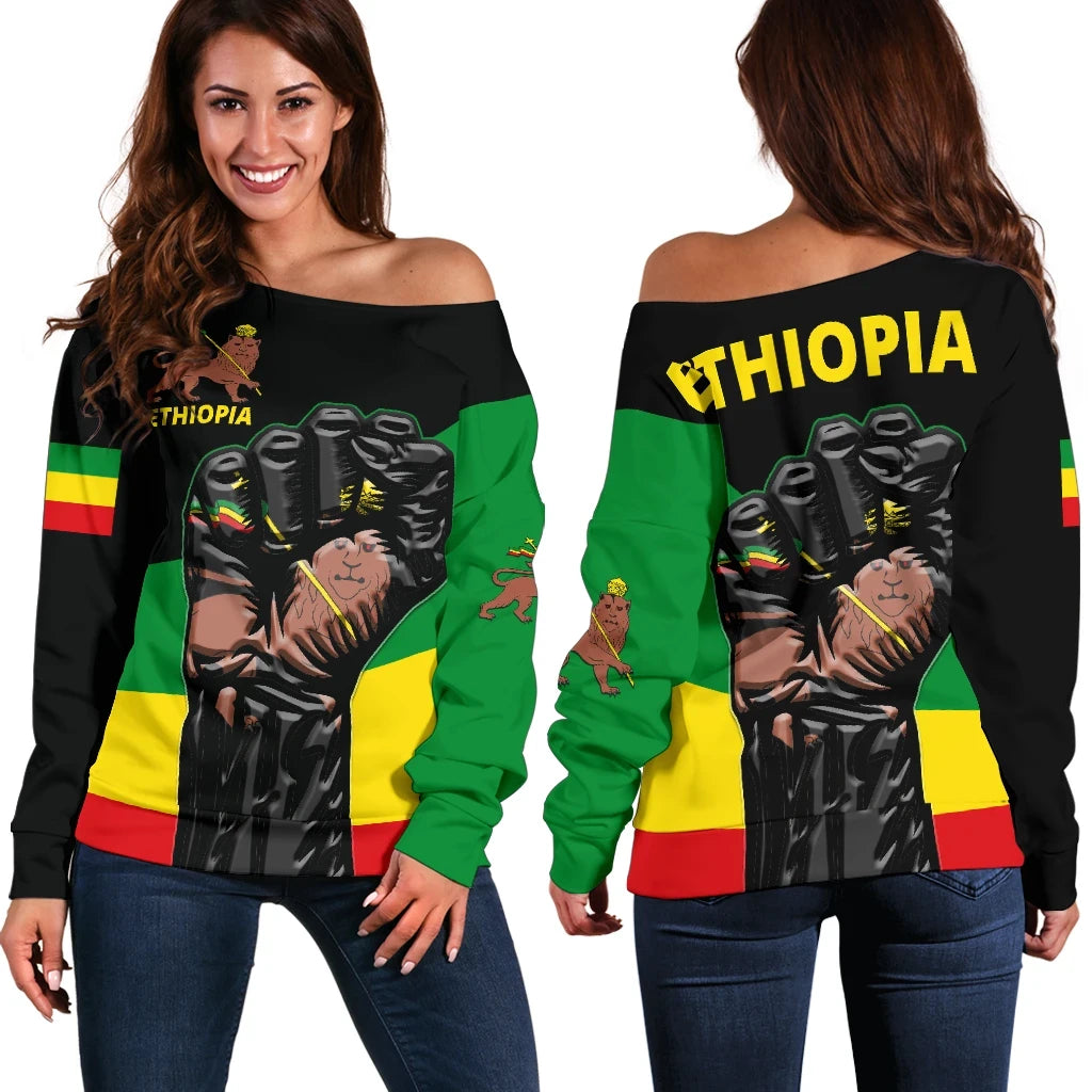Freedom Ethiopia Off Shoulder Sweater Lion of Judah