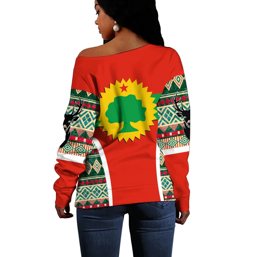 Oromo Off Shoulder Sweater Africa Pattern Style