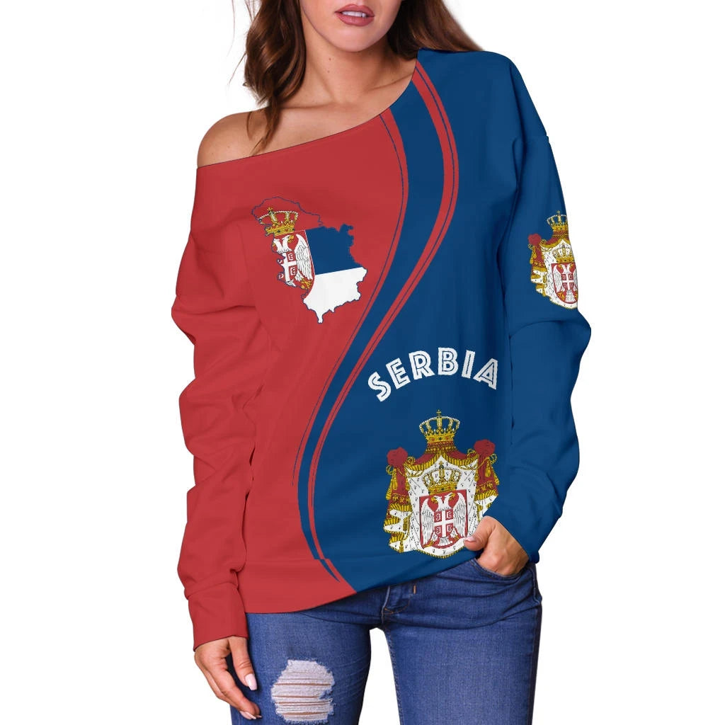 Serbia Women's Off Shoulder Sweater Generation