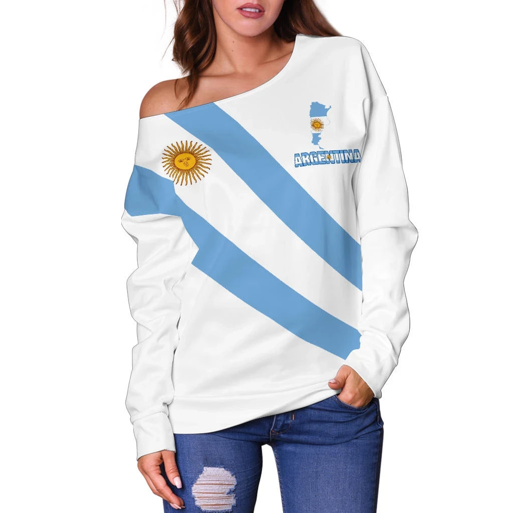 Argentina Special Flag Off Shoulder Sweater