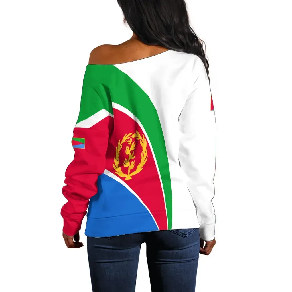 Eritrea Off Shoulder Sweater Eritrea Active Flag Map